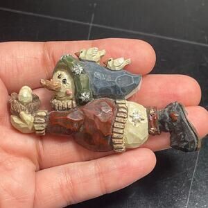 Barnaby Homeward Bound Boyds Bears and Friends Carvers Choice Pin Brooch 3" Vtg